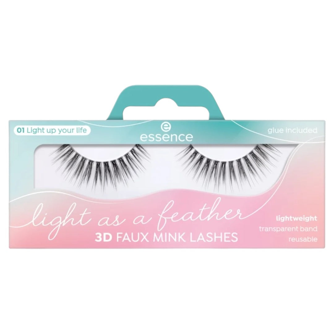 e. Ψεύτικες Βλεφαρίδες Essence Light as a feather 3D faux mink & Κόλλα