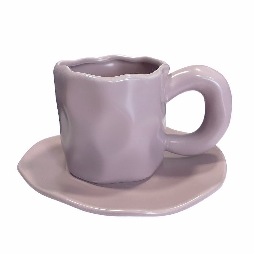 d. Κούπα Wavy με Πιατάκι Λιλά 190ml