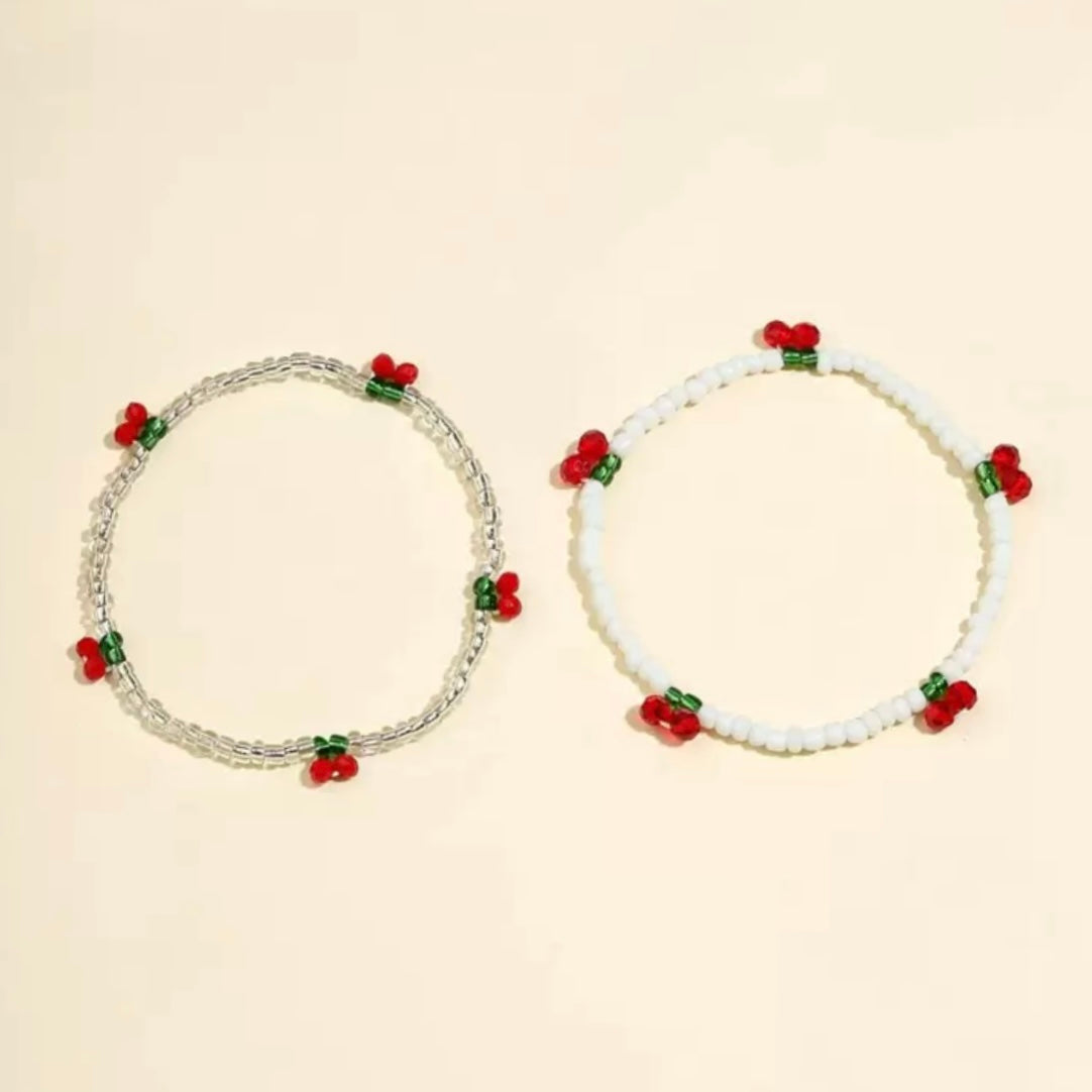 Βραχιόλι Χεριού Cherries ελαστικό με Χάντρες