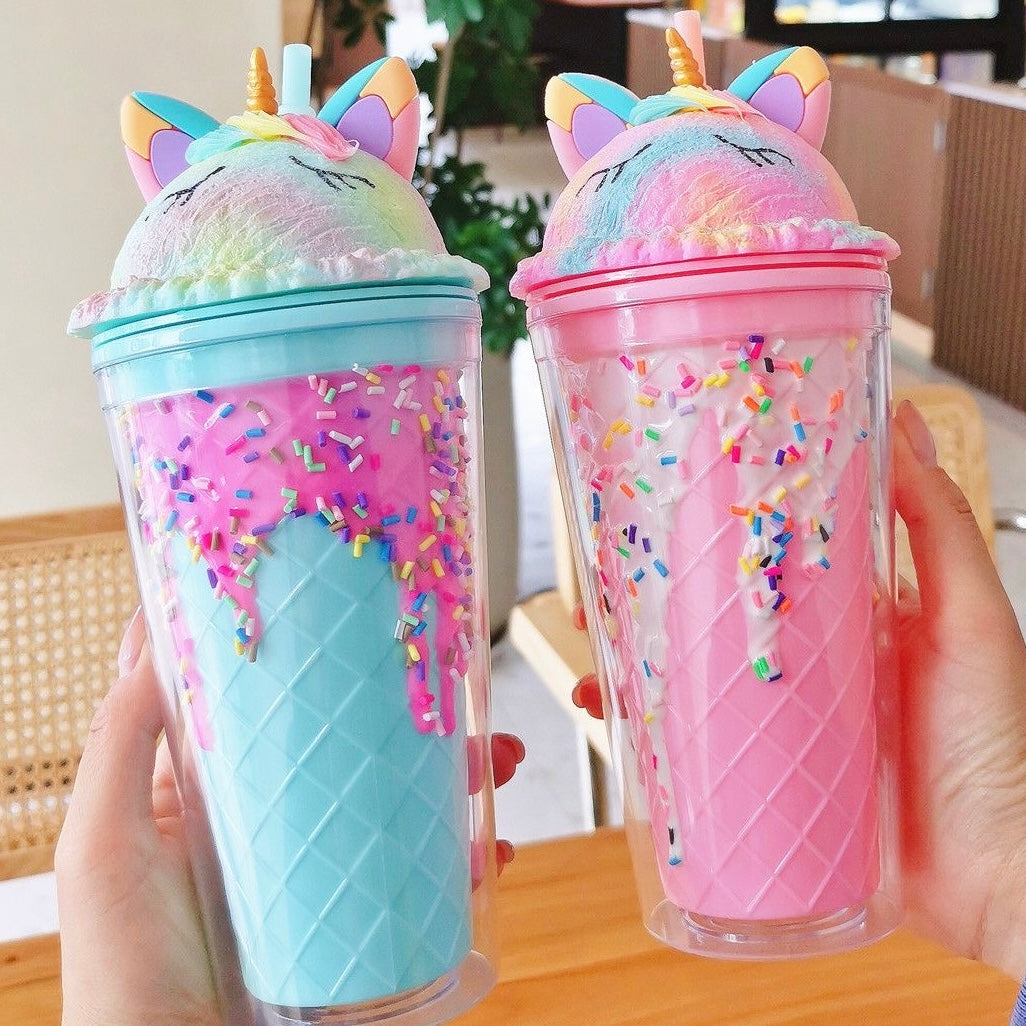 a. Ποτήρι Πλαστικό Candy Unicorn με Καλαμάκι 450ml