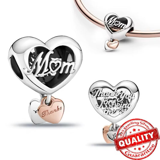 Charm για Βραχιόλι τύπου Pandora Mom Καρδιά Ασήμι 925