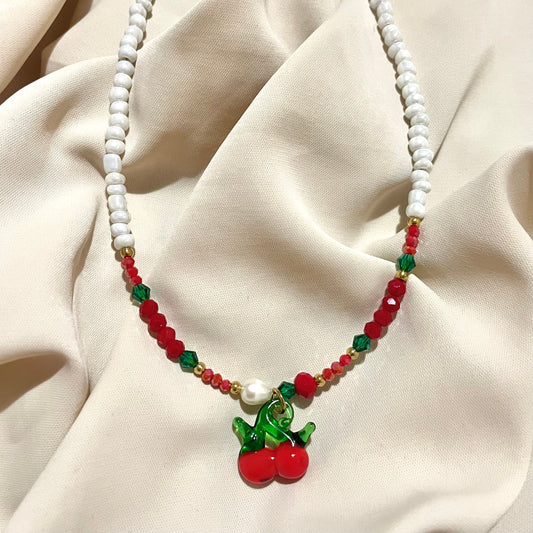 Κολιέ Cherry Κόκκινο από Ανοξείδωτο Ατσάλι