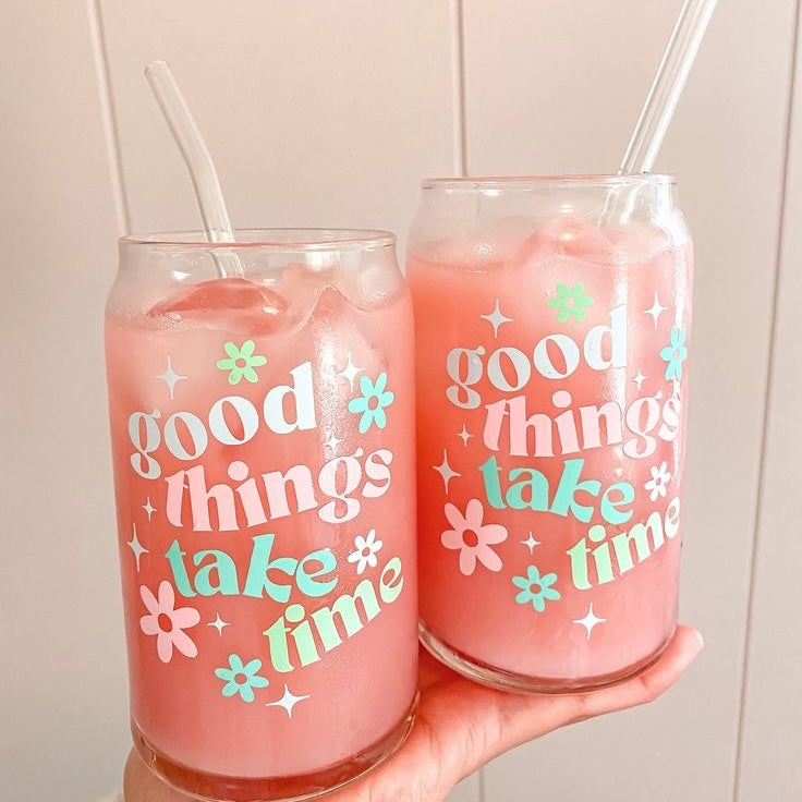 b. Γυάλινο Ποτήρι Good Things με Καλαμάκι & Bamboo Καπάκι 500ml