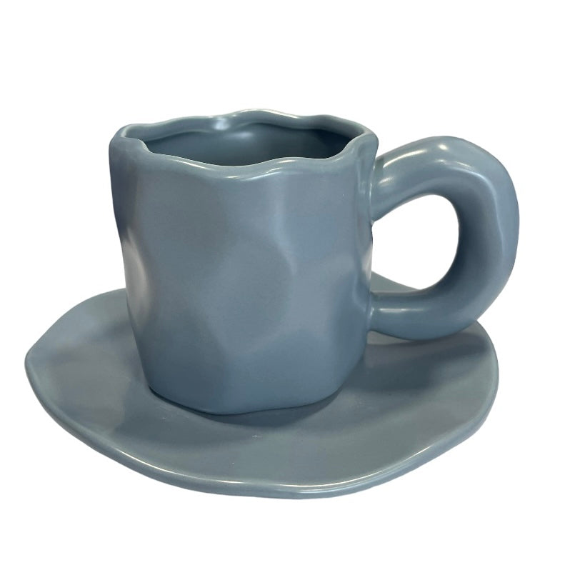 d. Κούπα Wavy με Πιατάκι Γκρι 190ml